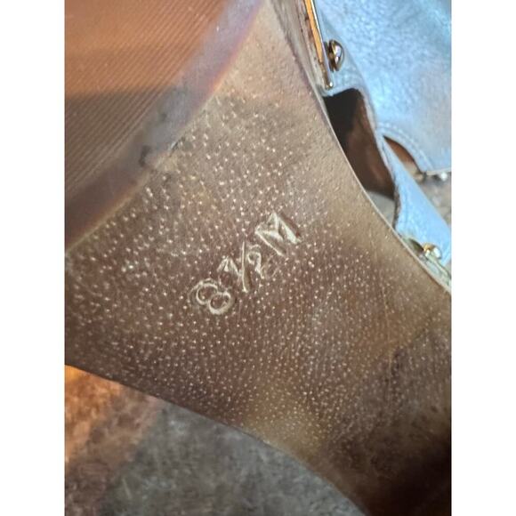 Trina Turk 8.5 Wood Sole metallic leather heeled mule - Picture 11 of 11